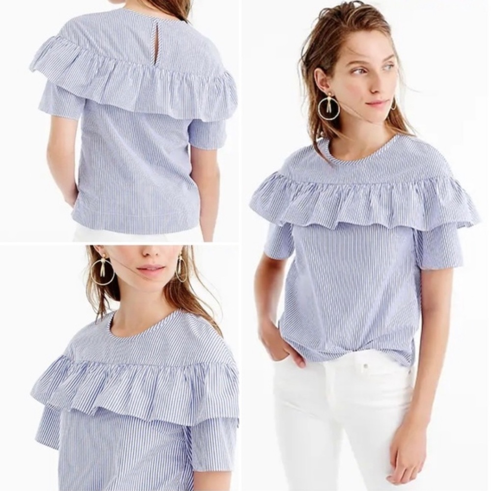 NWT J.Crew Edie Top in Shirting Stripe in Size XXS